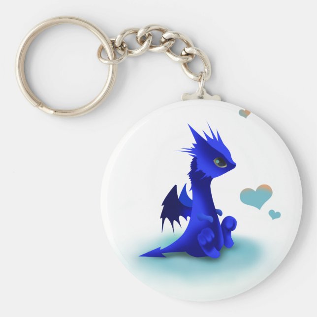 Pequeno dragão azul de chaveiro amoroso (Frente)