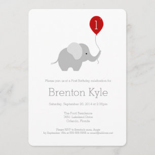 Pequeno Elefante com Convite de Aniversário de Ba