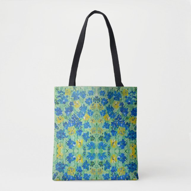 Pequeno Esquema-Me-Não-Floral Tote Bag (Frente)