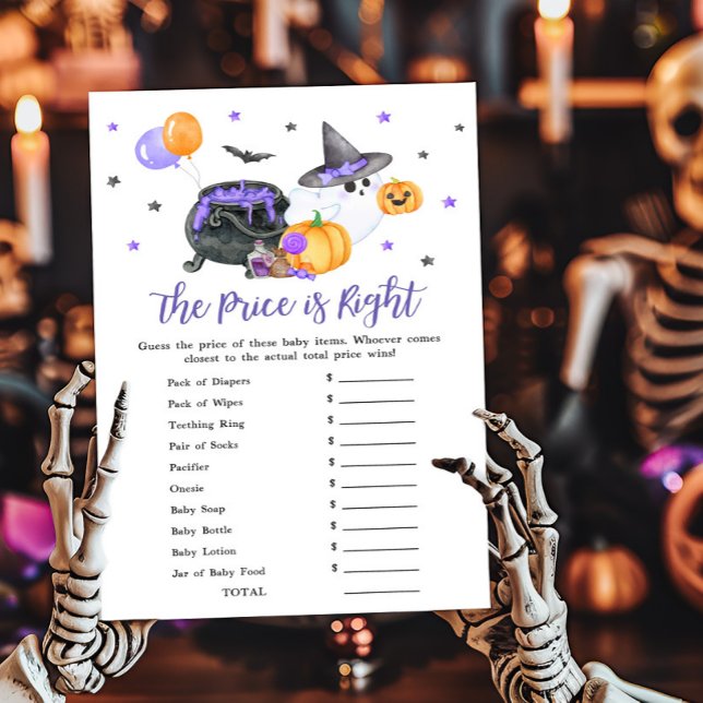 Pequeno Fantasma Roxo O Preço é Certo Jogo (Ghost Halloween Baby Shower The Price is Right Game )
