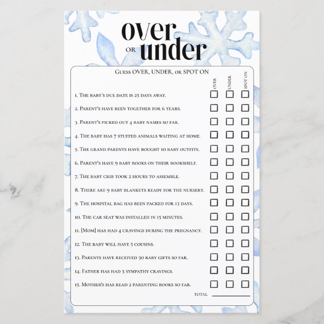 Pequeno Floco de Neve Sobre O Jogo De Adivinhação (Frente)