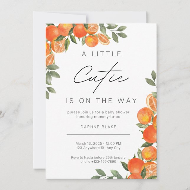 Pequeno Gênero Chá de fraldas Cutil Convite Neutro (Frente)