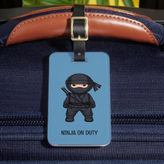 Pequeno Guerreiro Ninja na Etiqueta de Bagagem Azu