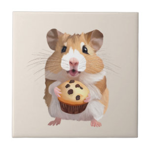 Pequeno Hamster Bonito Segurando Um Muffin
