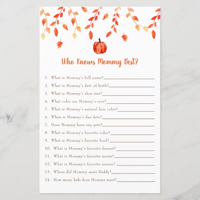 Pequeno Jogo de Chá de fraldas de Abóbora Que Conh (Frente)