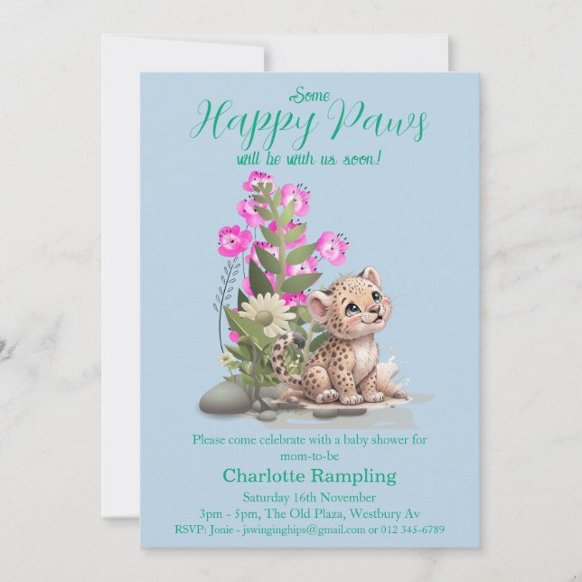 Pequeno Leopardo no Convite para Chá de fraldas de (Frente)