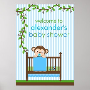 Pequeno macaco num Poster de Chá de fraldas Crib B