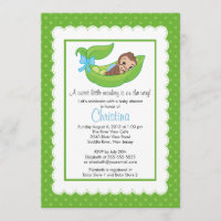 Pequeno Macaco Pea Pod Baby Shower Convites