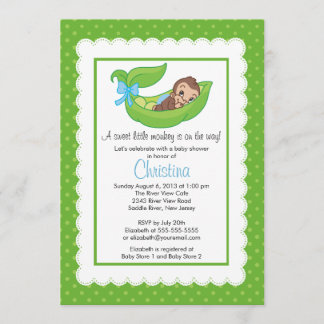 Pequeno Macaco Pea Pod Baby Shower Convites