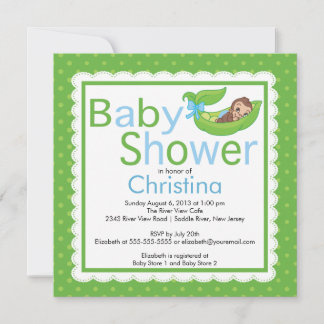 Pequeno Macaco Pea Pod Baby Shower Convites