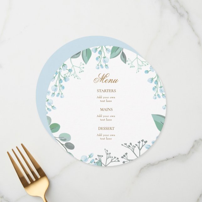 pequeno menu de flores azul pastel (Frente/Verso In Situ)