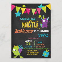 Pequeno Monstro Transformando Dois Convite Anivers