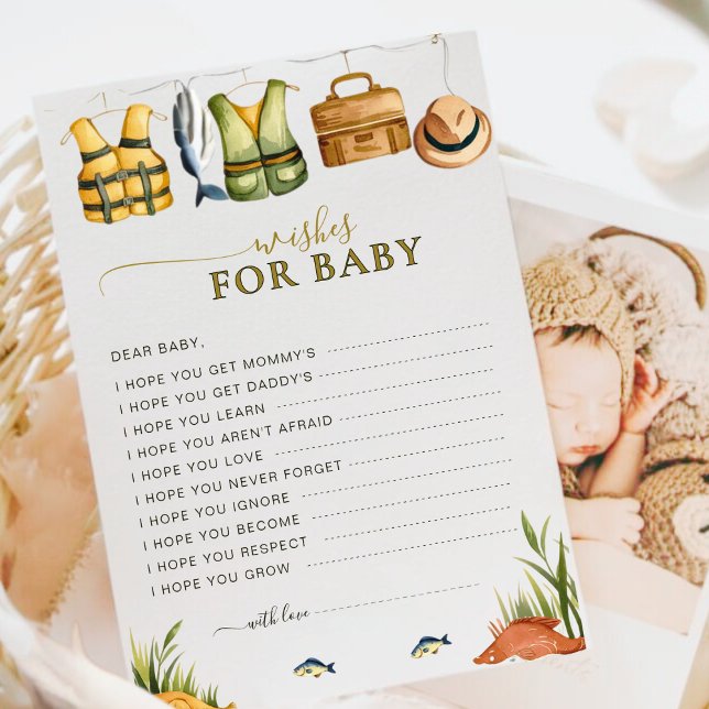 Pequeno Pescador Náutico Deseja Cartão de Bebê (Criador carregado)