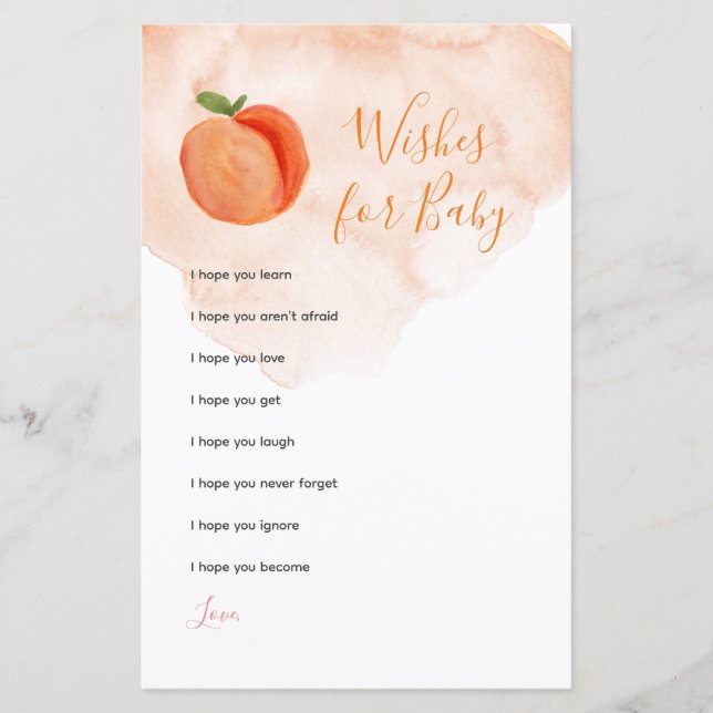 Pequeno Pêssego Verão Deseja Cartão de Bebê (Frente)