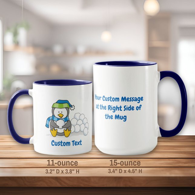 Pequeno pinguim sentado com uma caneca de bolas de (Criador carregado)