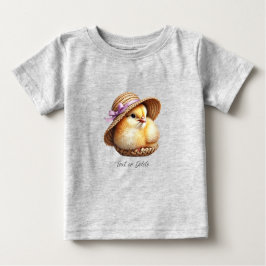 Pequeno Pintinho Fita Rosa Fita Camiseta Bebê