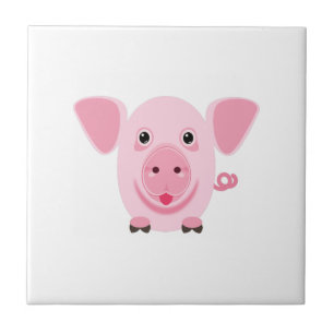 Pequeno porco rosa feliz e fofo