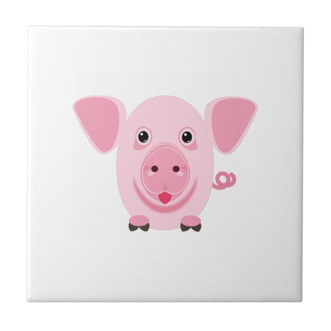 Pequeno porco rosa feliz e fofo (Frente)