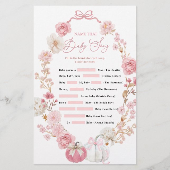 Pequeno Pumpkin Branco e Rosa Nome Aquela Canção B (Frente)