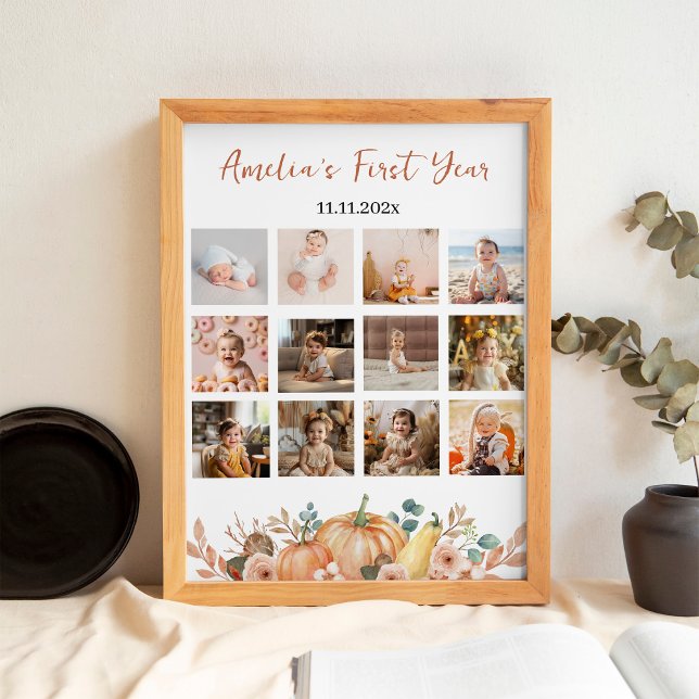 Pequeno Pumpkin Foto do Primeiro Ano Poster (Criador carregado)