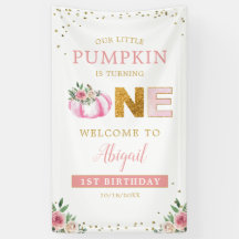 Pequeno Pumpkin Pink Floral primeiro aniversario B