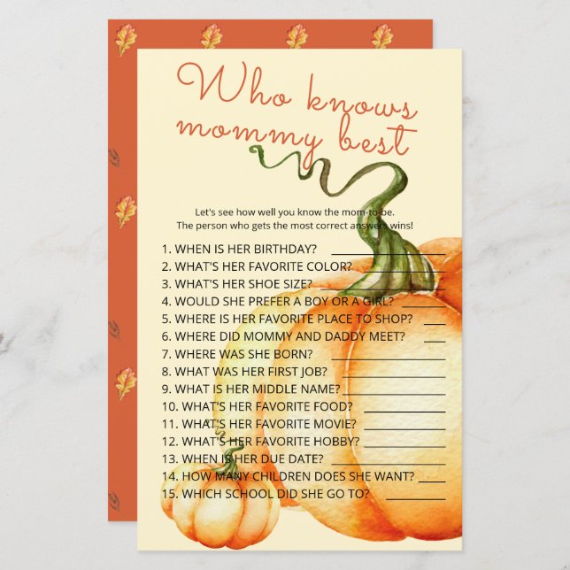 Pequeno Pumpkin que conhece o melhor jogo da mamãe (Frente/Verso)