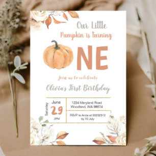Pequeno Pumpkin Virando um convite de aniversário