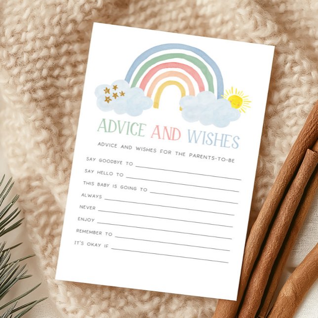 Pequeno Raio de Sol Conselho e Desejos Jogo (Rainbow Baby Shower Advice and Wishes Game)