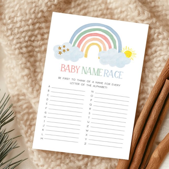 Pequeno Raio de Sol Nomes de Bebês Arco-íris Jogo  (Rainbow Baby Shower Baby Name Race Game)