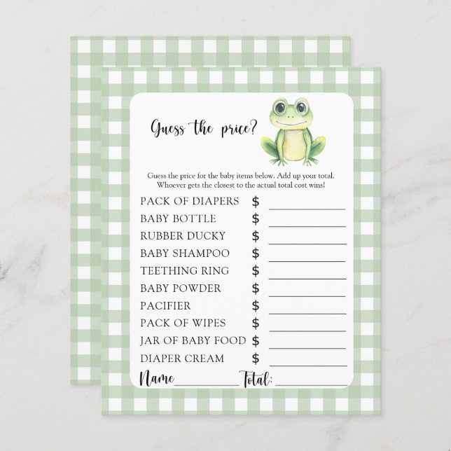 Pequeno sapo - Adivinha o preço! Jogo (Frente/Verso)