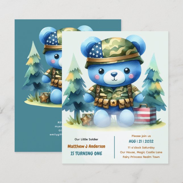 Pequeno Soldado virando um - primeiro aniversario  (Frente/Verso)