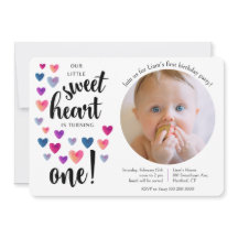 Pequeno Swetheart Primeiro Convite de Aniversário