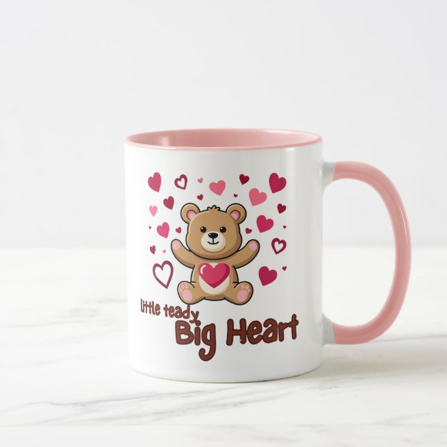 "Pequeno Teddy Grande Coração" Caneca Marrom Rosa (Direita)