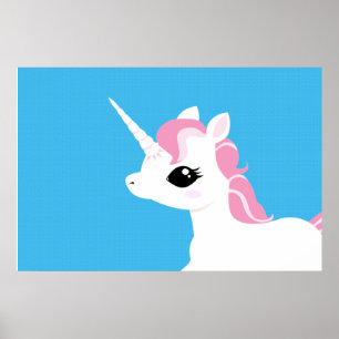 Pequeno Unicórnio com poster de homem rosa