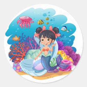 Pequenos adesivos de sereia