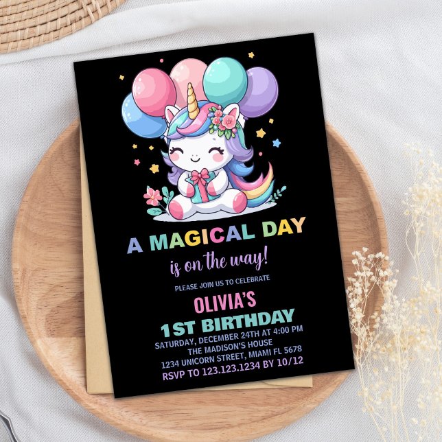 Pequenos Ballons Unicorn Convites de Aniversário (Little Balloons Unicorn Birthday Invitations)