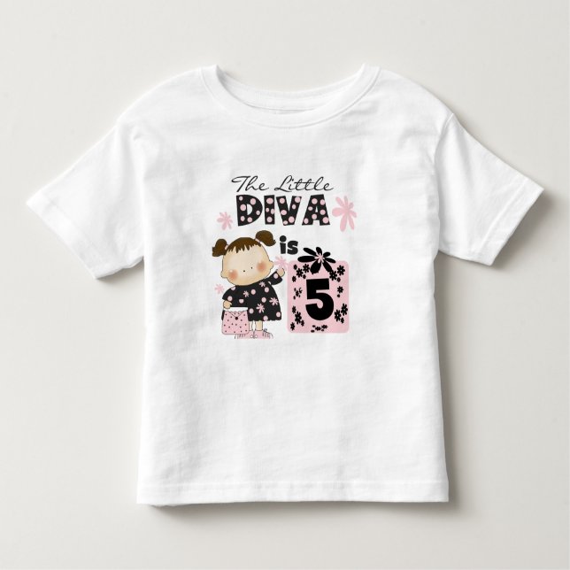 Pequenos Camisetas de aniversário de Diva 5 e pres (Frente)