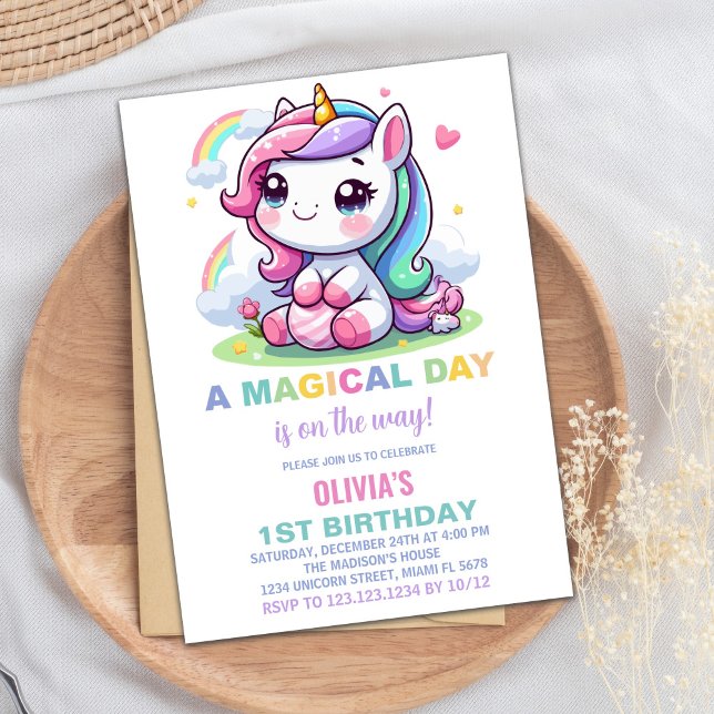 Pequenos Convites de Aniversário do Unicórnio (Little Unicorn Birthday Invitations)