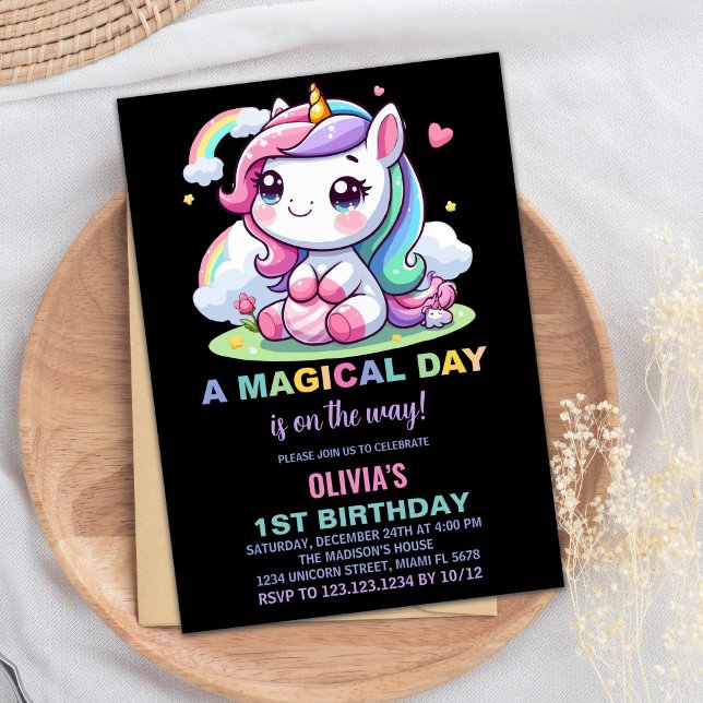 Pequenos Convites de Aniversário do Unicórnio (Little Unicorn Birthday Invitations)