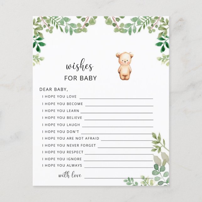 Pequenos desejos de queda de urso para bebê (Frente)