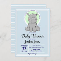 Pequenos e Bonitos Convites Para Bebê De Hippo