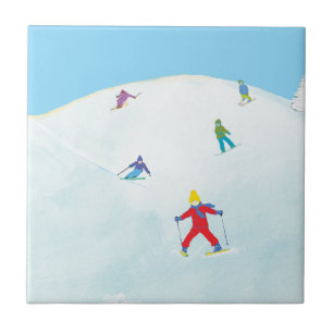 Pequenos Esquiadores Em Snowy Hill