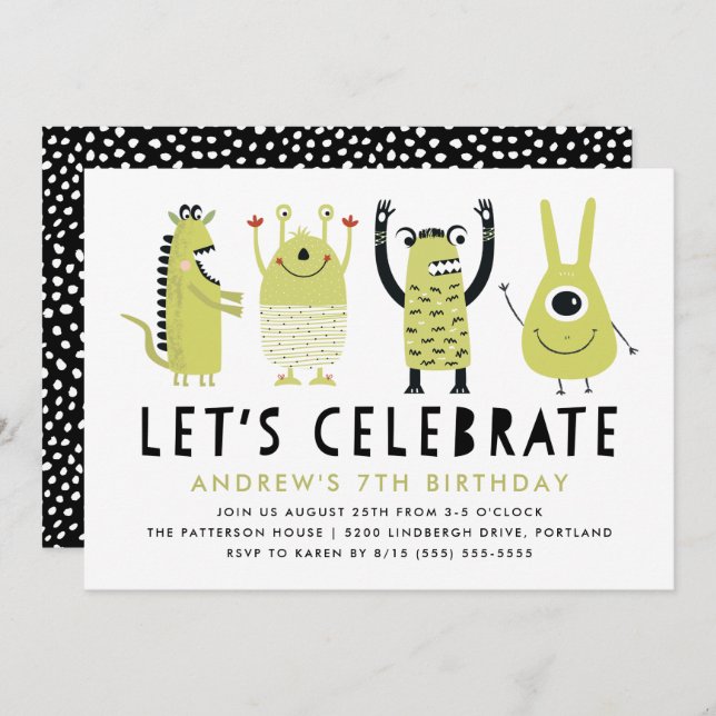 Pequenos Monstros | CONVITE DE ANIVERSÁRIO (Frente/Verso)