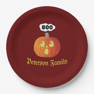 Pequenos Pratos de Papel Abóbora de Halloween Boo
