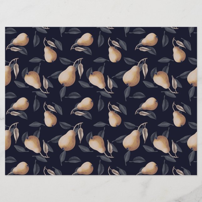 Peras Amarelas Pálidas em Fundo Escuro (Frente)