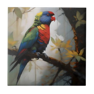 Perch Colorido: Um Lorikeet Arco-Íris na Árvore