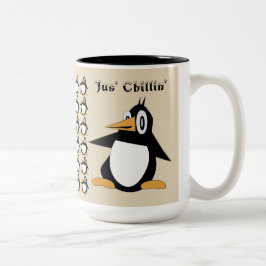 Percius editável a caneca de café do pinguim