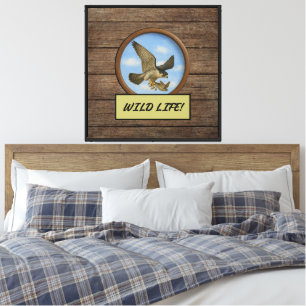 Peregrine Falcon Dark Wood Stretch Canvas Impressã