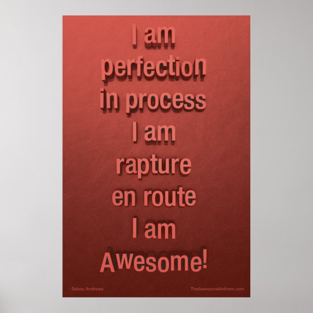 "PERFECÇÃO" Excelente Poster (Confiança) (Frente)