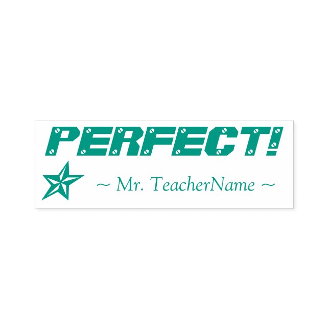 "PERFECT!" + Carimbo de Borracha de Nome Personali (Design)